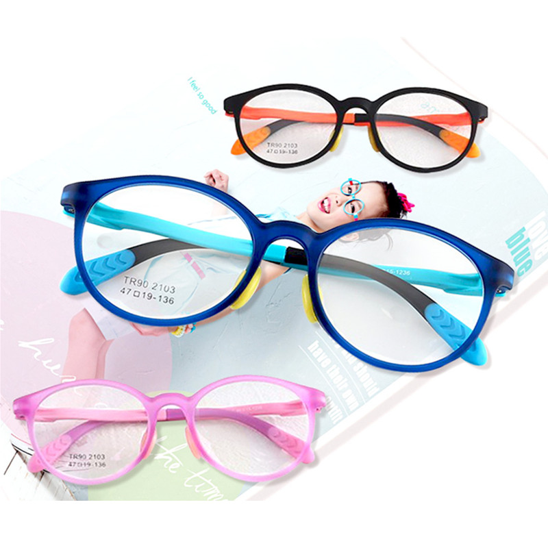 Blauw Licht Blokkeren Bril Voor Kids Meisjes Jongens Optische Blauw Patchwork Brilmontuur Flexibele Siliconen Baby 'S Brillen Frame