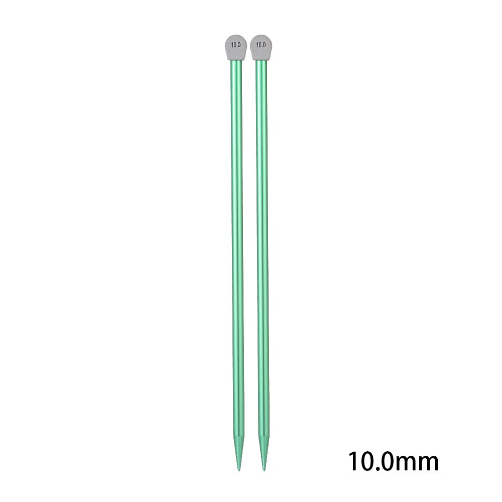 2Pcs/set 35cm Single Pointed Knitting Needles Long Aluminum Straight Pins DIY Weaving Tool Sweater Scarf Needle Pin 2.0-12mm: 10.0mm