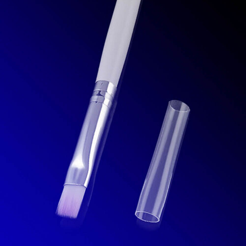 1 pc Manicure Phototherapy Pen Color Light Purple Color Nylon Hair + Wood Nail Art Gel Drowing Pen Flat Head