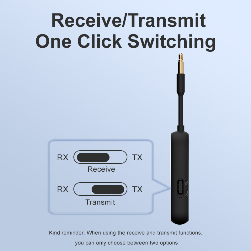 Trasmettitore ricevitore audio Bluetooth 5.3 3.5MM AUX con microfono Adattatore wireless per musica stereo per autoradio Cuffie PC TV Altoparlante