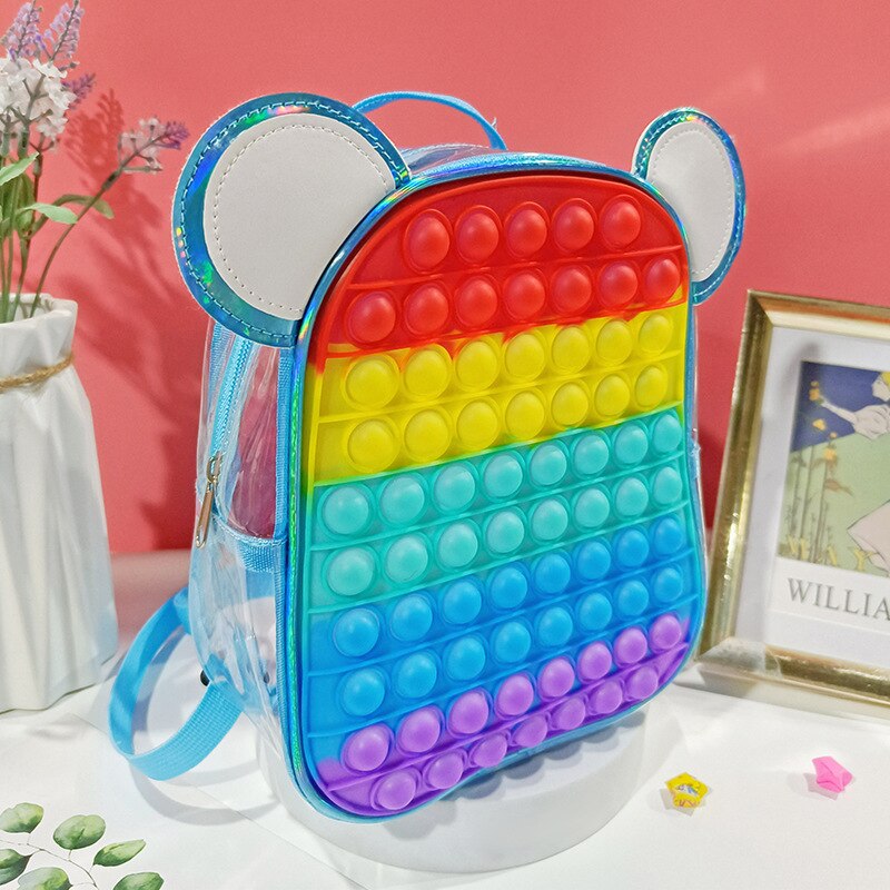 Kinderen Rugzak Anti Stress Tassen Kids Fidget Speelgoed Zachte Squishy Push Bubble Squeeze Meisjes Jongens Tas Opslag Shiny: 11