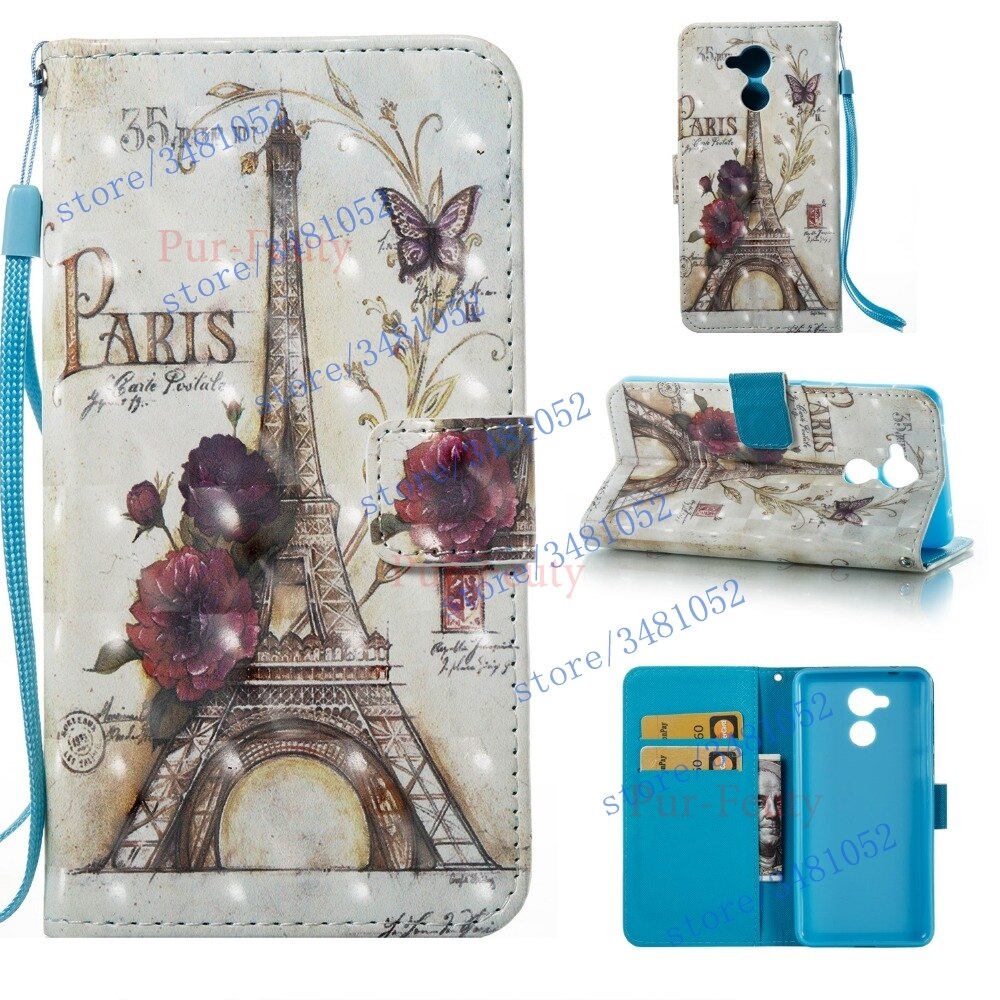 Flip Wallet Case for Huawei Honor 6C DIG L21HN Cover Butterfly Tower Case for Honor C6 DIG-L21 PU Leather Protective Phone Cover