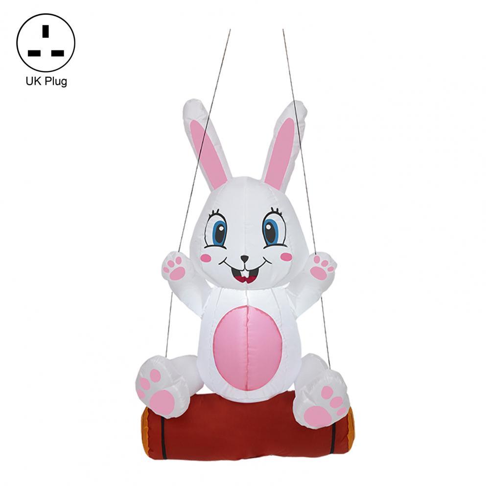 80x40cm LED Easter Inflatable Bunny Polyester Happy Face Inflatable Bunny Garden Decor Blow Up Inflatable Easter Rabbit: UK Plug