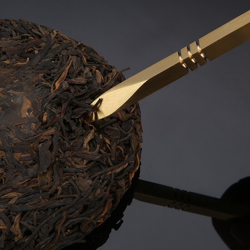 Pure copper tea knife bamboo with cover smooth round dao sifang checker picked tea 6 gentleman accessories andralyn bag store