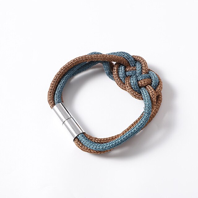 1 Pcs Two-color Chinese Knot Curtain Tie Rope Strap Simple Cotton Rope Magnetic Curtain Tieback Buckle Strap Rope Accessoires: Brown  Light Blu