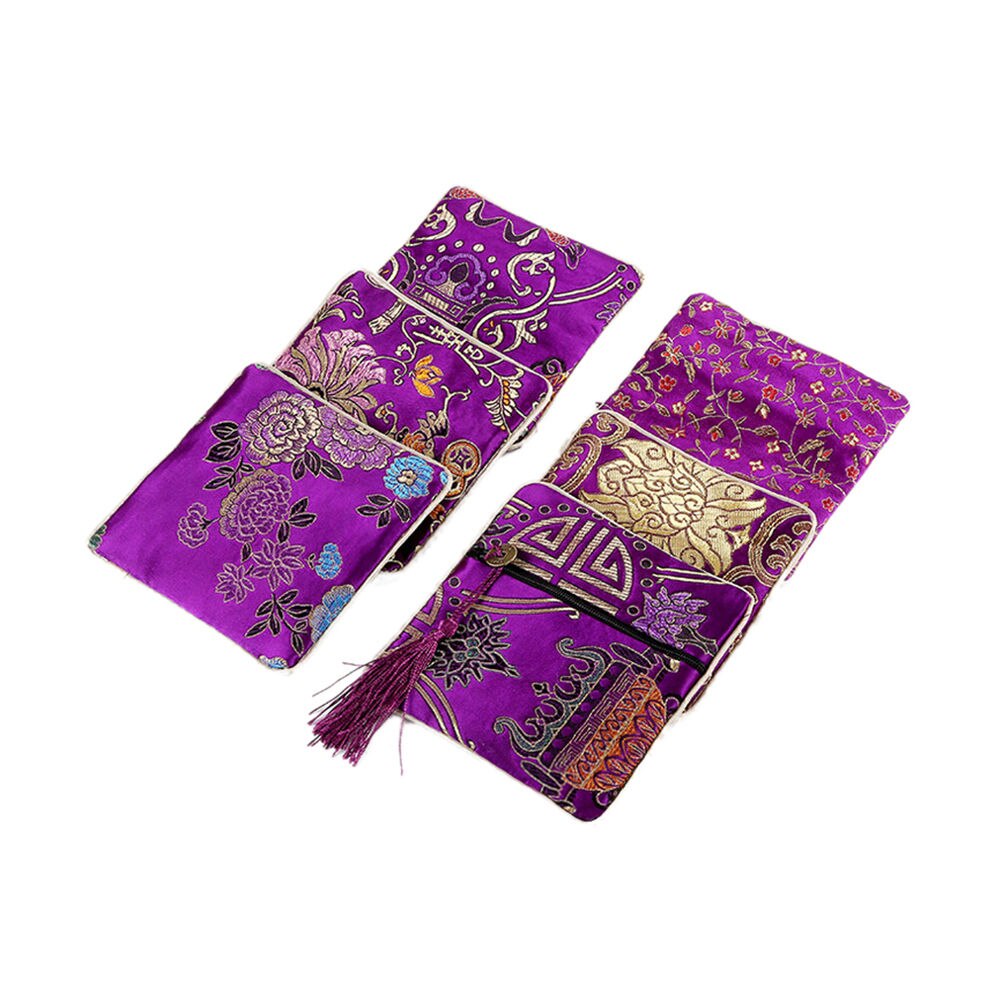 Classic Chinese Embroidery Jewelry Bag Storage Organizer Small Pouch Handmade Embroideries Earphone Bag: 8 one piece