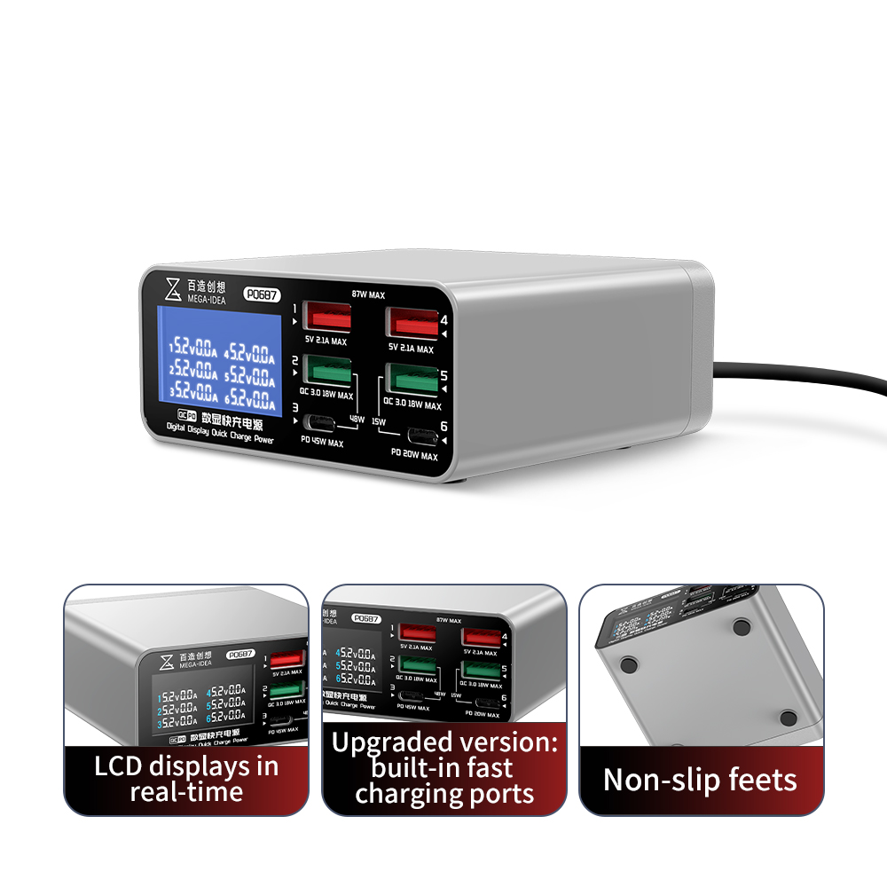 MEGA-IDEA Super Snelle Oplader Pqw110 B640 Pq687 Met Qc3.0 Pd Usb Draadloze Oplaadpoort 110W 87 W 40W Voor Mobiele Telefoon Ipad: Groene, paars / 19Pcs