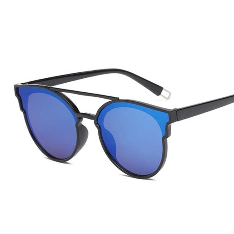 Gafas de sol de ojo de gato negras sexis para mujer, gafas de sol de famosa de lujo, nuevas gafas de sol de para mujer, gafas de sol pequeñas de doble haz UV400: BlackBlue