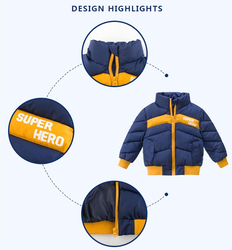Jongen Winter Katoen Gewatteerde Jas Dikke Katoenen Donsjack Warme En Comfortabele Mid-Lengte 2-10 Jaar oude Ritsvak Kleren