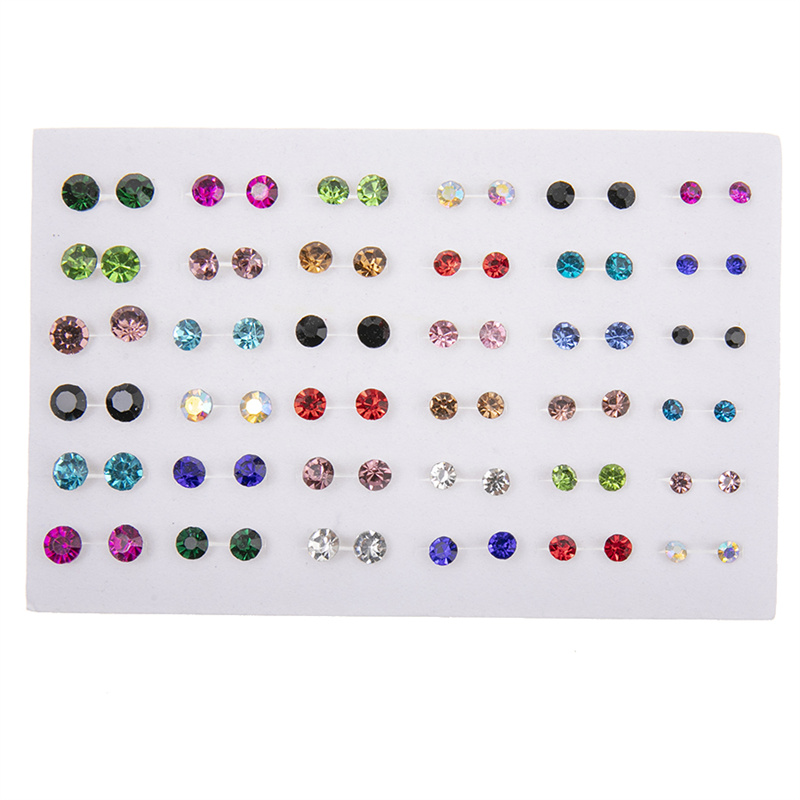 Novo 36 pares/set tamanho misto colorido cristal brincos conjunto feminino plástico strass brincos conjuntos para menina jóias festa presente: Dourado