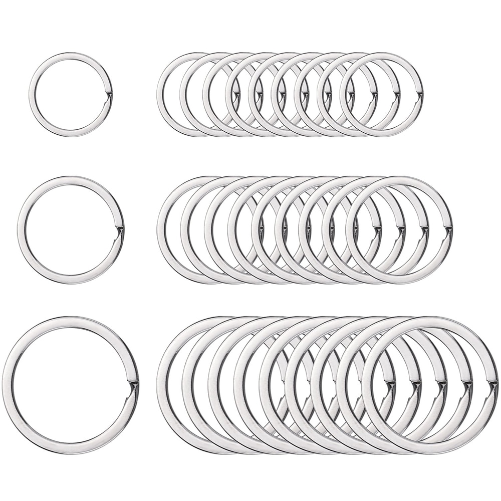 Poleret sølvfarve 25mm runde flade nøgleringe metal splitring til hjemmebilnøgler organisation håndværktøjssæt