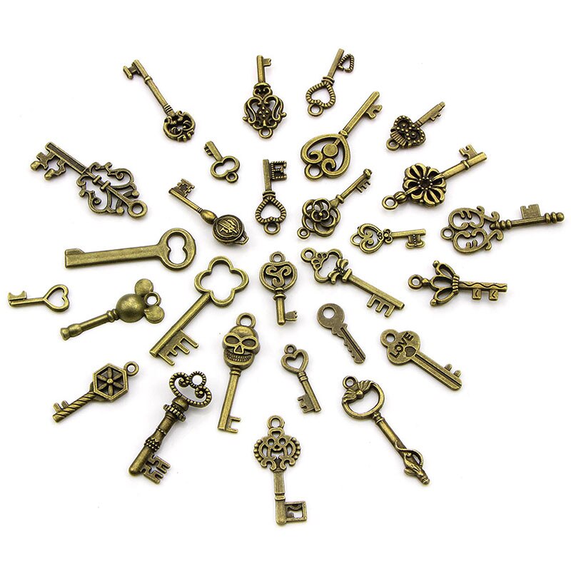 50 Stks/partij Vintage Messing Metal Legering Mooie Grote Kroon Key Charms Vintage Sieraden Keys Charms