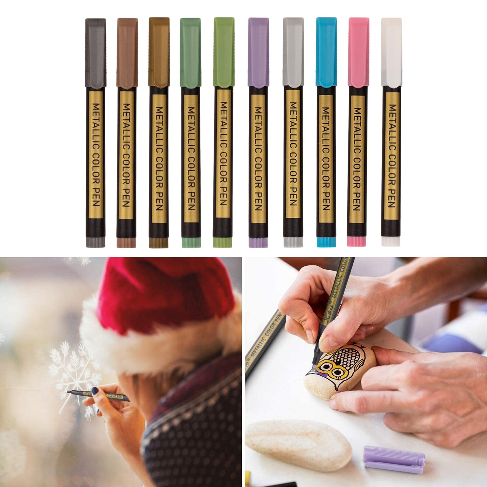10 piezas rotuladores metalizados bolígrafos de papel negro pintura arte de la caligrafía Kit de mm 2mm 0,5mm Kit de dibujo decoración pintura