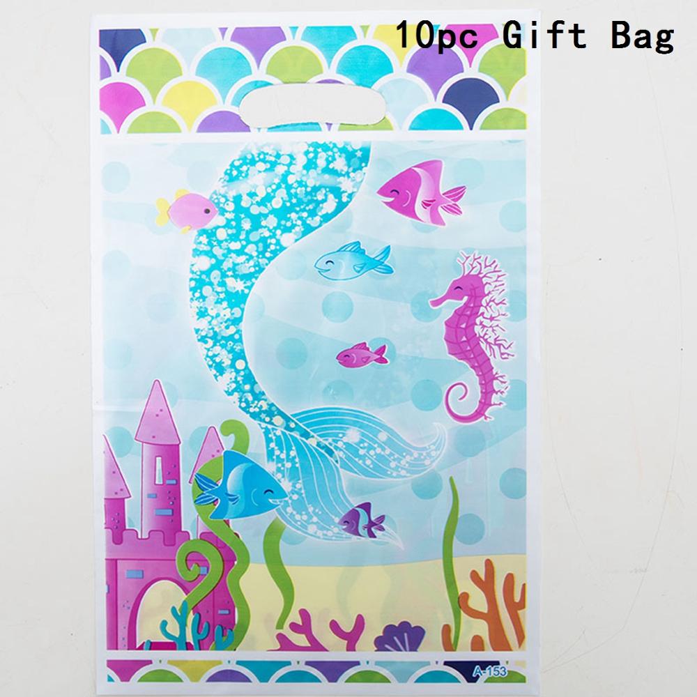 Havfrue tema tillykke med fødselsdagen banner flag en 1st fødselsdag pige fest forsyninger lille havfrue fødselsdag banner havfrue fest indretning: 10pc gavepose