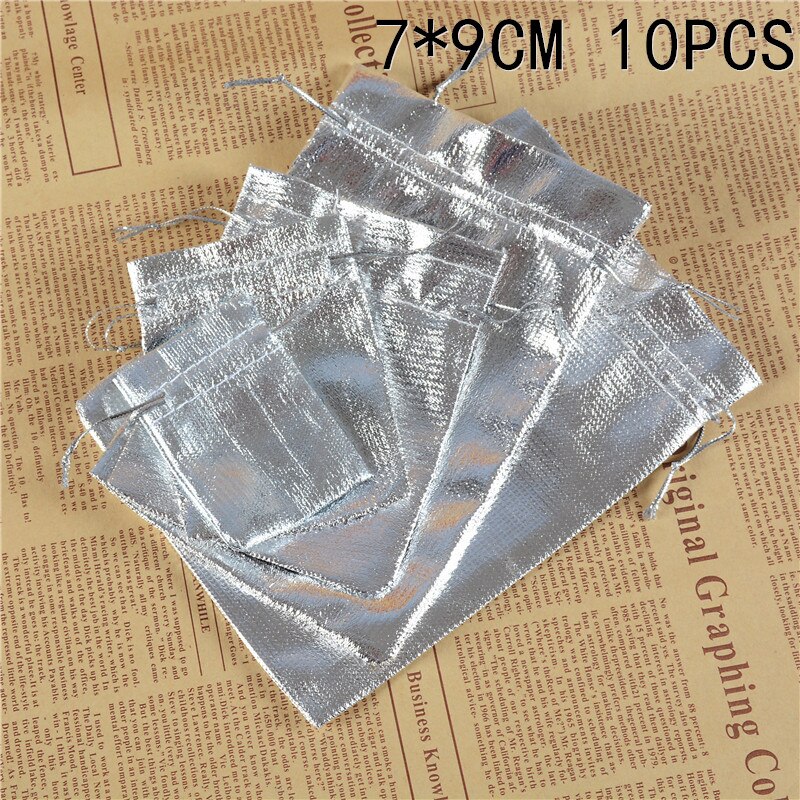 20pcs/bag 7x9cm 5x7cm Adjustable Jewelry Packing Silver/ Gold Colors Drawstring Velvet Bag,Wedding Bags & Pouches: M silver 10PC
