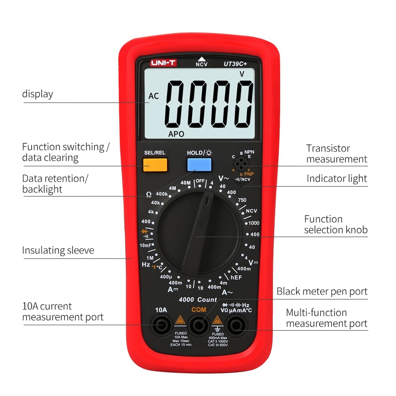 Unit Multimeter Auto Rage UNI-T UT39C+ Digital Multimeter Auto Range Tester ... – Grandado