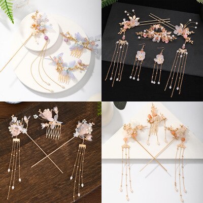 Ancient style headdress fringed ancient costume headdress women's hair ornament daily antique hairpin Hanfu hair ornament access