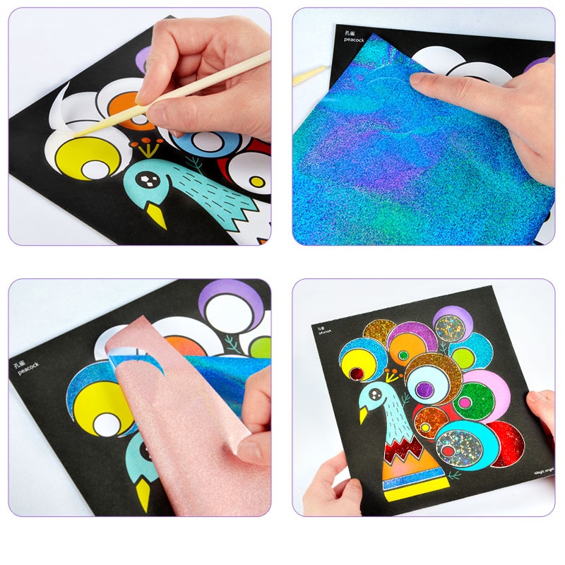 12/pcs Interest DIY Magic transfer sticker Transfer Sticker Art kids puzzle diy crafts for kids craft kits for children