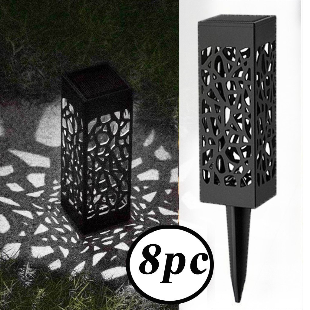 8pc Solar Lawn Light Decoration Garden Hollow Lawn Lamp Outdoor Soalr Garden Lights Pathway Light Waterproof Garden Solar Led #3: Cold White