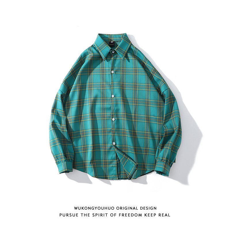 Koreaanse Plaid Shirt Mannen Lange Mouwen Vintage Kleding Heren Shirts Casual Slim Fit Chic Camisa Cuadros Mens Kleding EB50CS