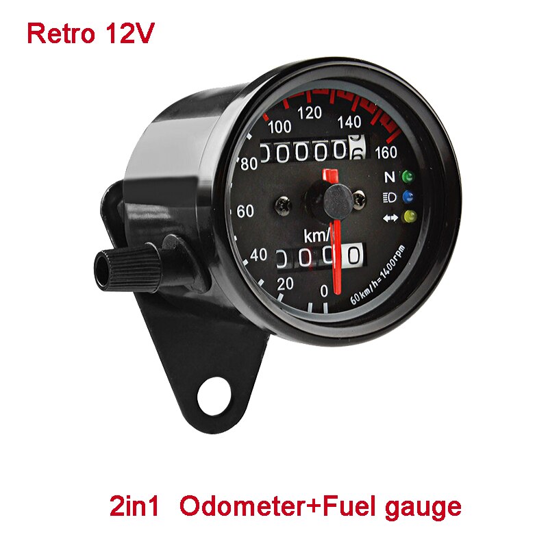 Motorrad Messgerät Geschwindigkeit Tachometer Auto Meter Auto Tachometer LED 12v Messer Universal- Motorrad Hintergrundbeleuchtung Umdrehung Zähler 0-13000 RPM Motorradanzeige Drehzahlmesser 12V Sporn Motormeter Meilenanzeige Auto: retro
