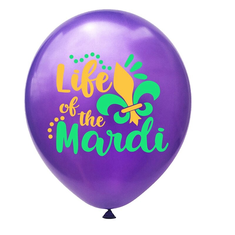 MARDI GRAS Carnival Theme Birthday Party Decoration Cake Topper Banner PVC Spiral Pendant Latex Balloon Supplies: 10pcs purple