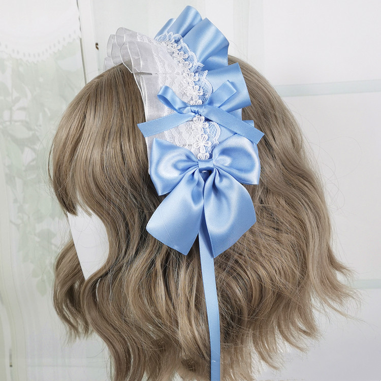 Diadema de Anime para niña, accesorio para el cabello de Lolita Maid con encaje de flores, Aro para el pelo de Cosplay, hecho a mano