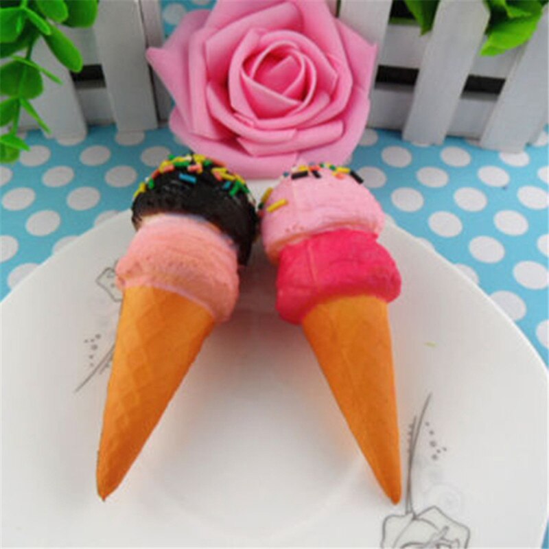 Random 1ps 10cm Soft Squeeze PU Slow Rebound Rising Stress Relief Squishy Toys Double Layers Ice Cream Mobile Phone Straps Decor