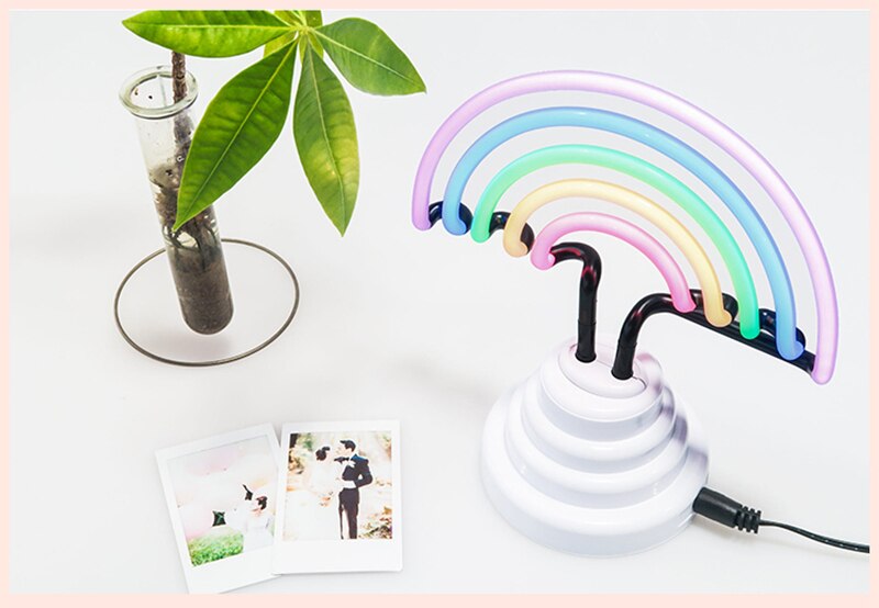 Lampa neonowa doprowadziło lampka nocna lampa biurkowa flaming tęcza świąteczna lampa biurkowa 3D robić domu świąteczna dekoracja na przyjęcie ślubne: mały tęcza