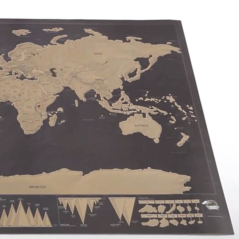 Mirui Creatieve Zwarte Goud Scratch Off Map World Travel Kaart Decoratieve Schilderkunst Muurstickers Onderwijs School Kantoorbenodigdheden