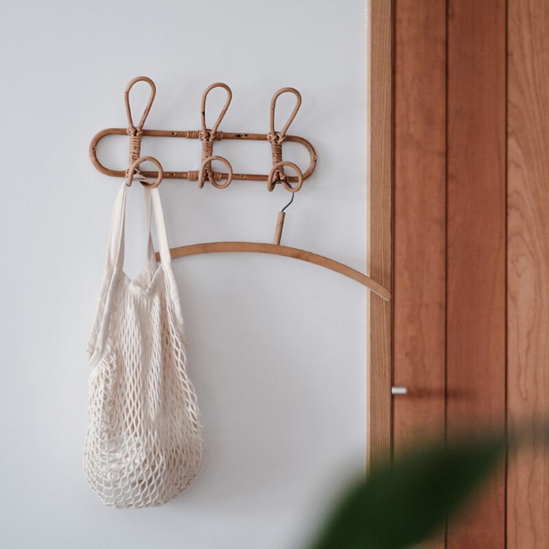 Gancho de rattan mão tecido armazenamento roupas chapéu retro rústico parede pendurado decoração do agregado familiar ferramentas gancho