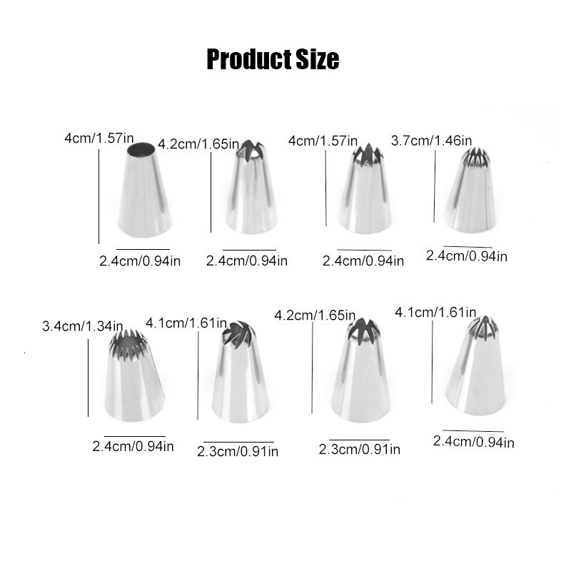 8/26Pcs Reusable Icing Piping Nozzles Set Pastry Bag Cake Decorating Tools Set Stainless Steel Kitchen Gadgets Fondant Decor