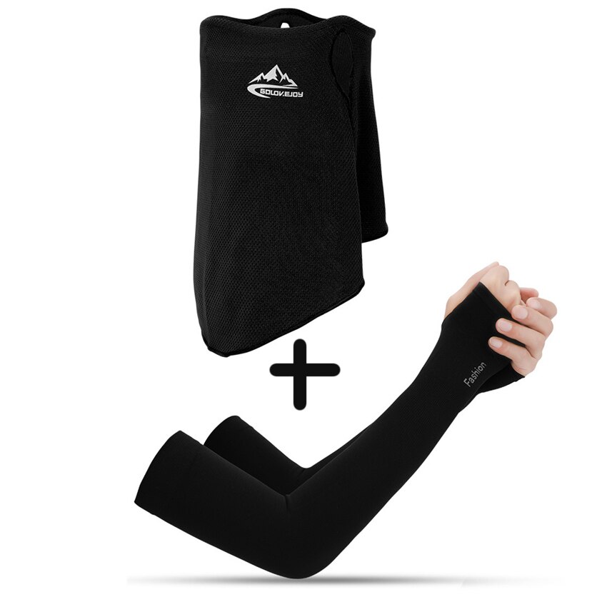 Mannen Hoofddeksels Bandana Fietsen Half Gezichtsmasker Neck Hood Cover Rijden Stofdicht Anti-Zweet Ademend Fiets Hoofd Sjaal voor Mannen: Scarf and Sleeves A