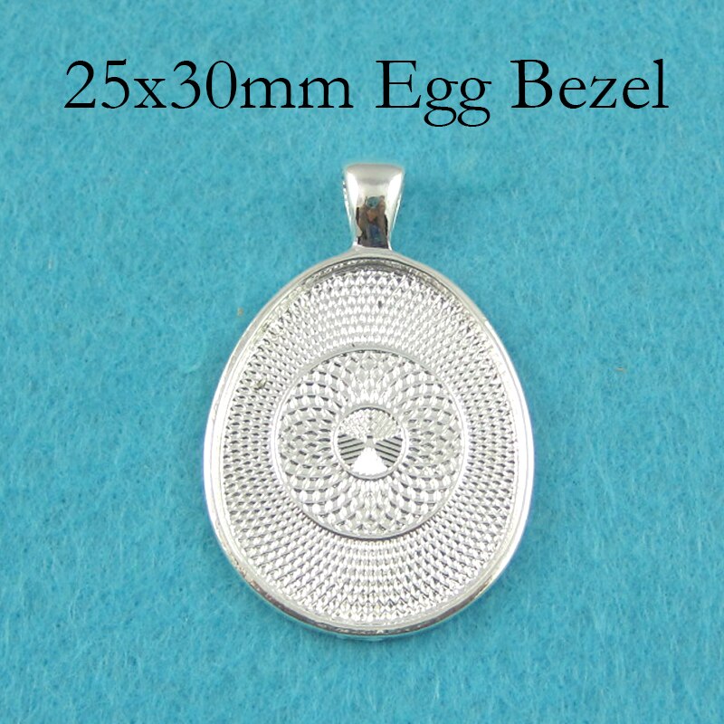 50 pcs - 25x30mm Egg Setting, Egg Pendant Tray, Egg Bezel Setting, Egg Pendant Blank Cabochon Base Resin Frame: Silver