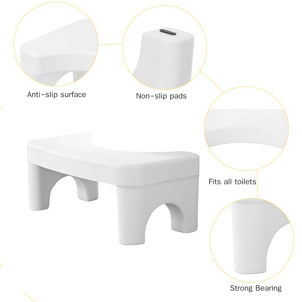 Sturdy Footstool for Toilet 7-In Footstool for Adults Pregnants Elders Non-Slip Toilet Stool for Kids Toddler Potty Training