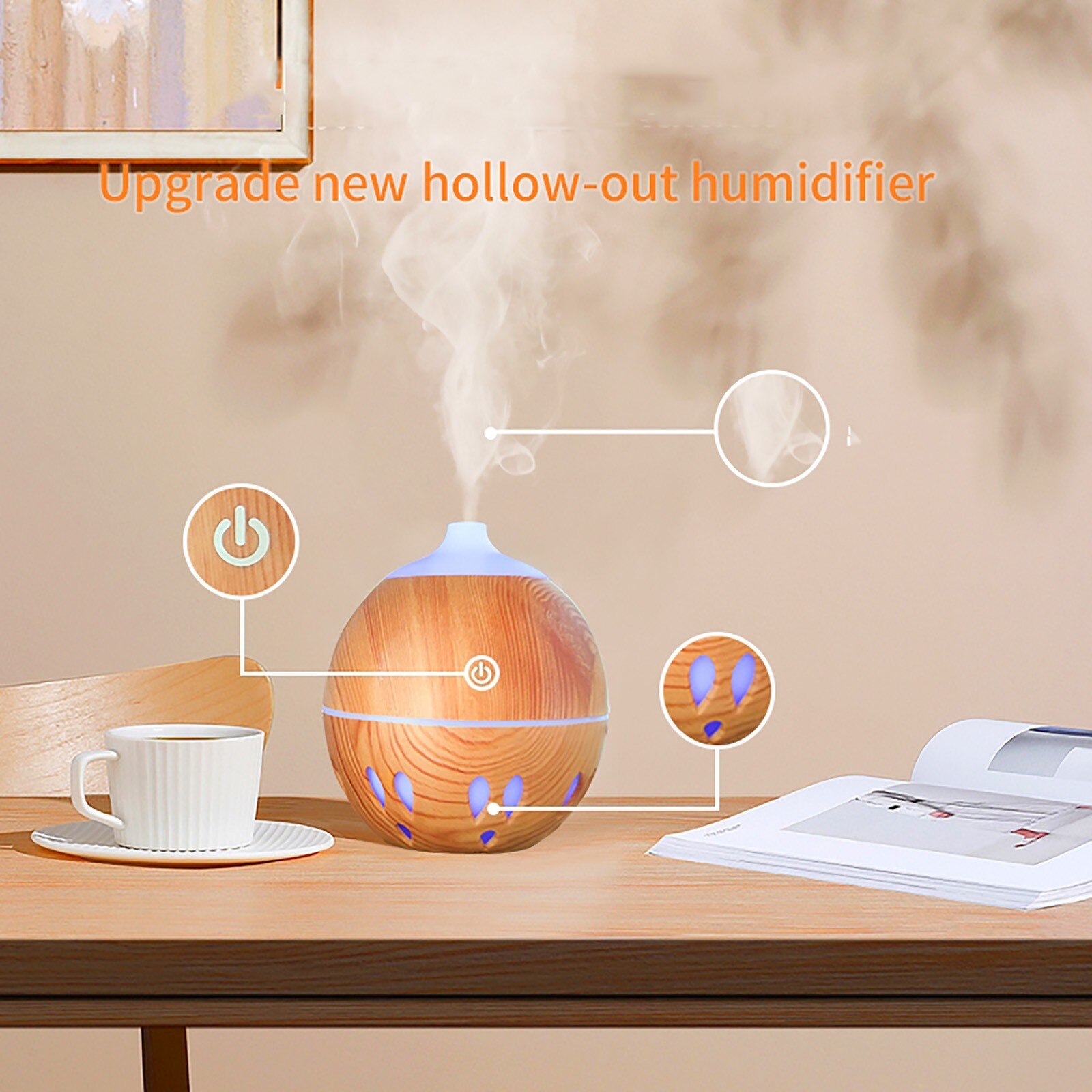 4# Electric Humidifier Essential Aroma Oil Diffuser Ultrasonic Wood Grain Air Humidifier Usb Mini Mist Maker Led Light For Home