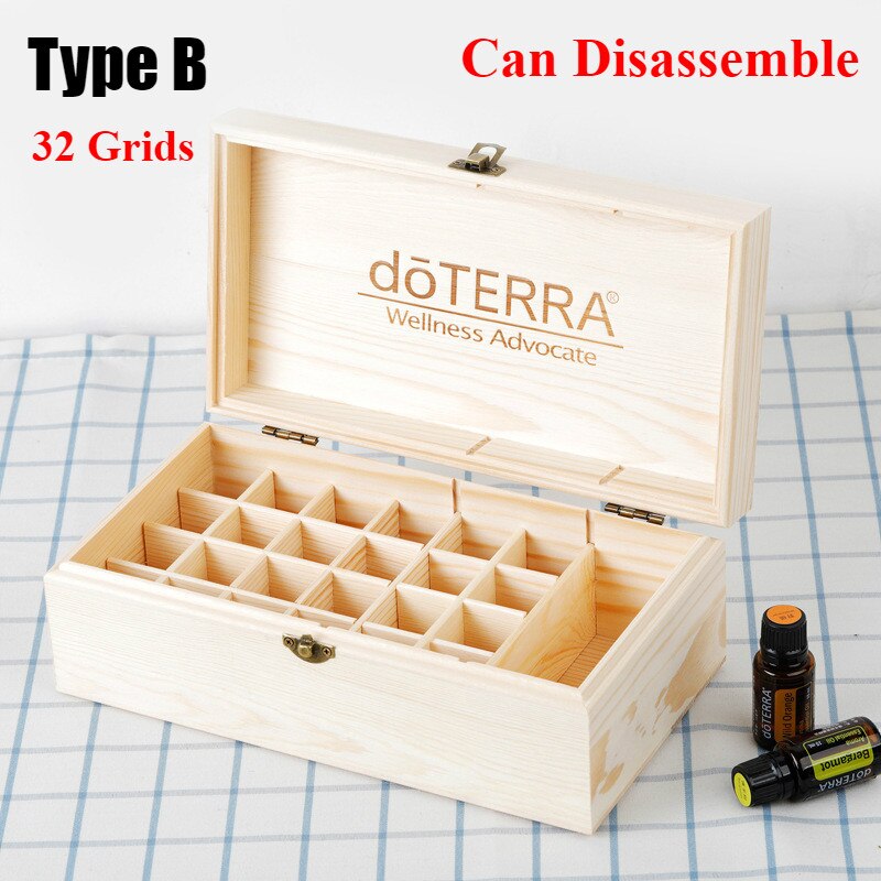 DoTERRA-caja de madera del almacenaje de aceite esencial, 25 compartimentos de almacenamiento, 15ML, 24 + 1 compartimiento, caja con pantalla de aceite esencial