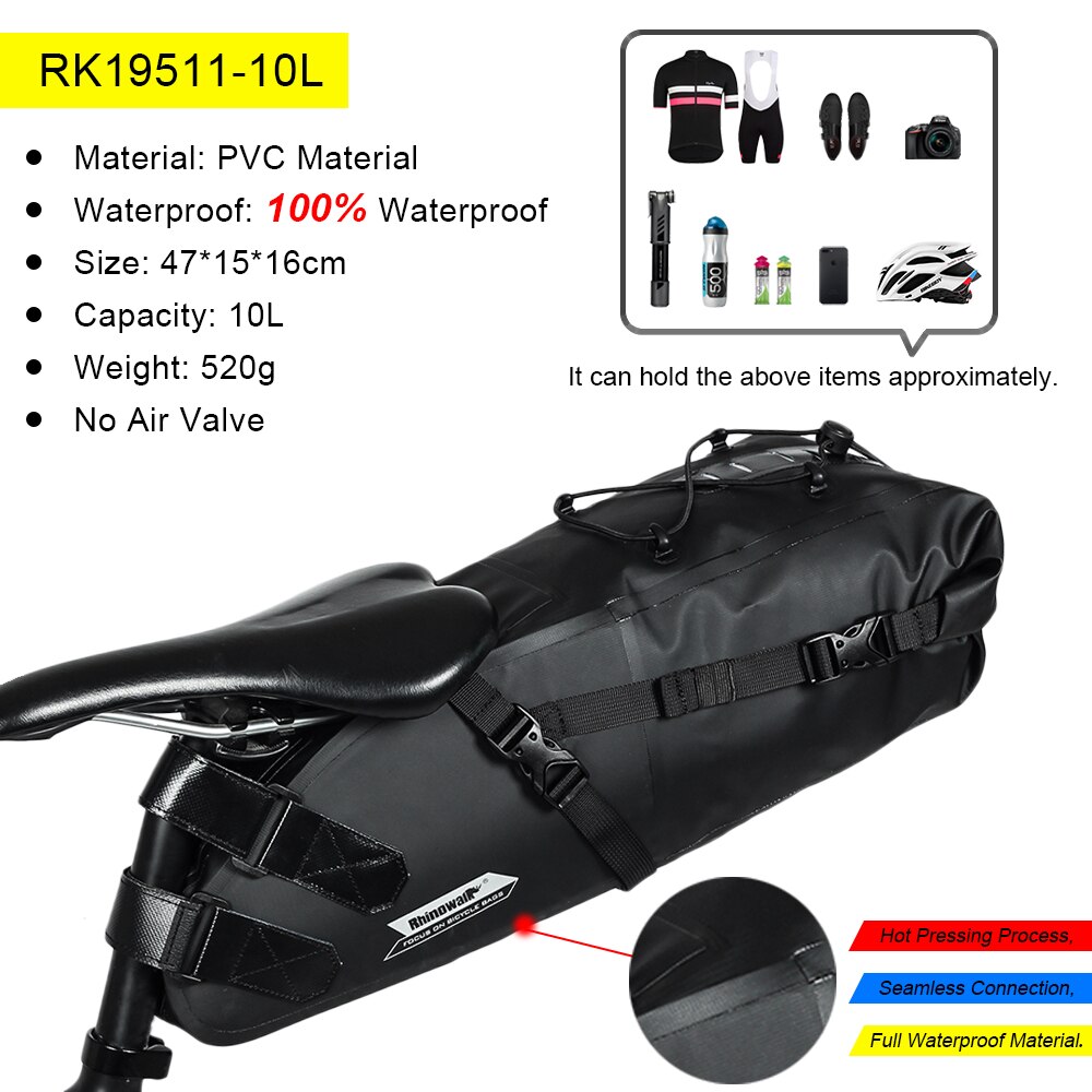 Rhinowalk Bike Saddle Bag Mount Stabilizer Bracket With Rubber Pads Rear Rack Bag Holder Bike Pannier BagTail Seat Saddle Bag: RK19511-10L-Advanced
