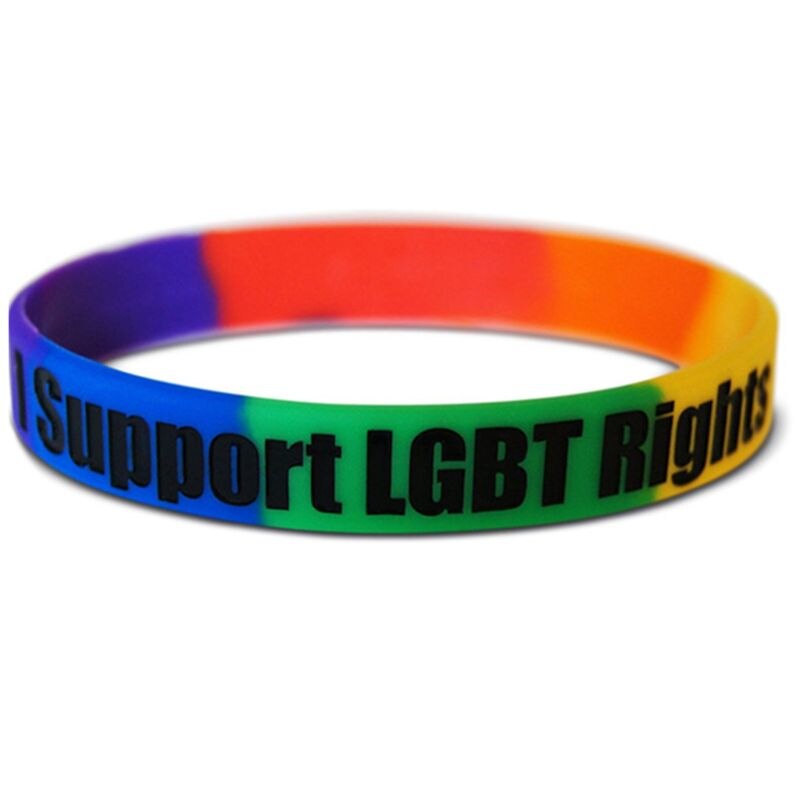 18 soorten Unisex LGBT Rainbow Letters Sport Zes-Kleur Gay Lesbische Trots Siliconen Rubber Polsbandje Armband Party Parade: J