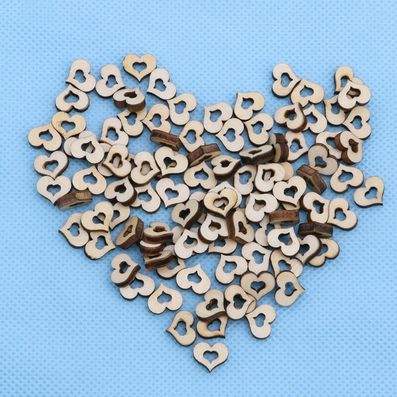 100 Pcs Blank Mini Holle Houten Hart Versieringen Ambachten Bruiloft Decor 10 Mm C42