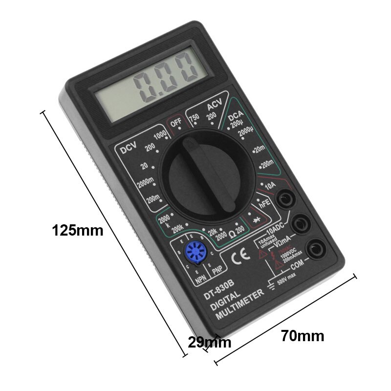 DT-830B Digital Multimeter Voltmeter Ohmmeter Ammeter Handheld Tester Meter Overload Protection With Probe Miernik Elektryczny