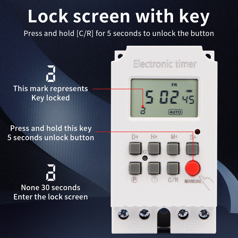 Automatisk elektronisk timer relæ 220v 25a ugentlige 7 dage minutter sekunder 168 timer tidsstyring programmerbar timer