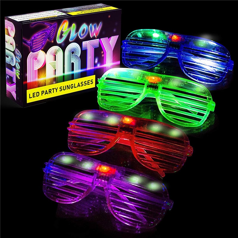 12pcs a Pack LED Glasses Flash Luminous Blind Eyewear Light Eye Mask Blinking Glowing Glasses for Halloween Christmas Party