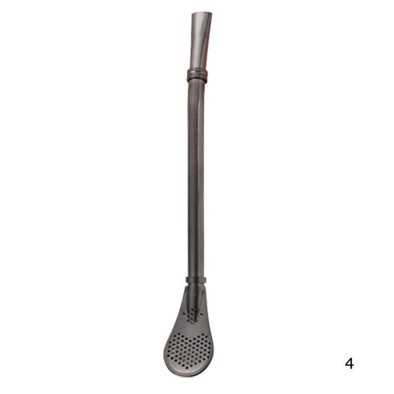 Pajita reutilizable de acero inoxidable para beber, utensilios de Metal para Bar, Yerba Mate, calabaza, cuchara, 1 ud.: Black