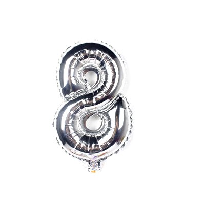 32inch Number foil balloons blanco gold silver big ballon number 1 2 3 4 5 6 7 8 9 0 optional age birthday party: silver8