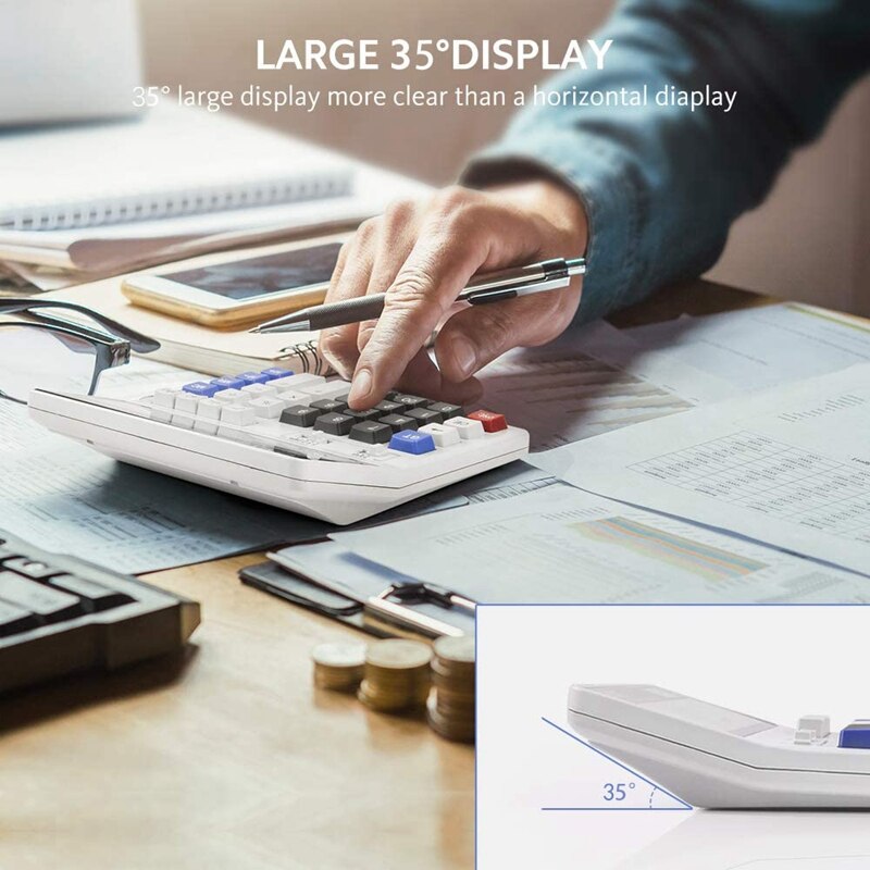 2PCS Calculator Electronic Office Calculator 12 Digits Large Buttons Calculator Muti-Functional Calculator
