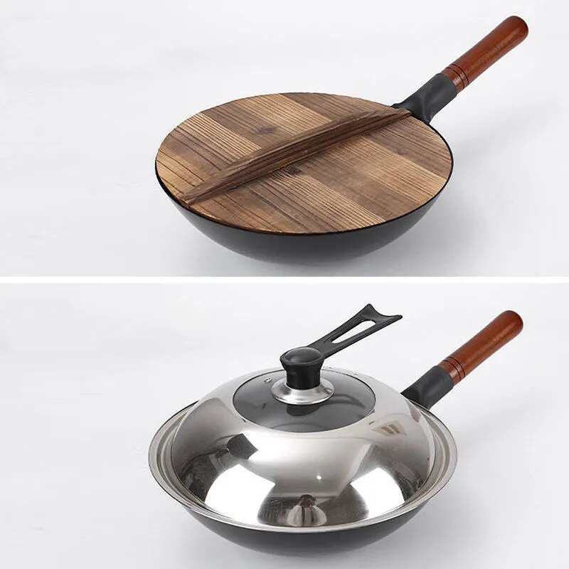 Iron Non-Coating Pot Cast Iron Pan General Use for Gas and Induction Cooker Chinese Wok Cookware Pan Kitchen Tools Wok Burner