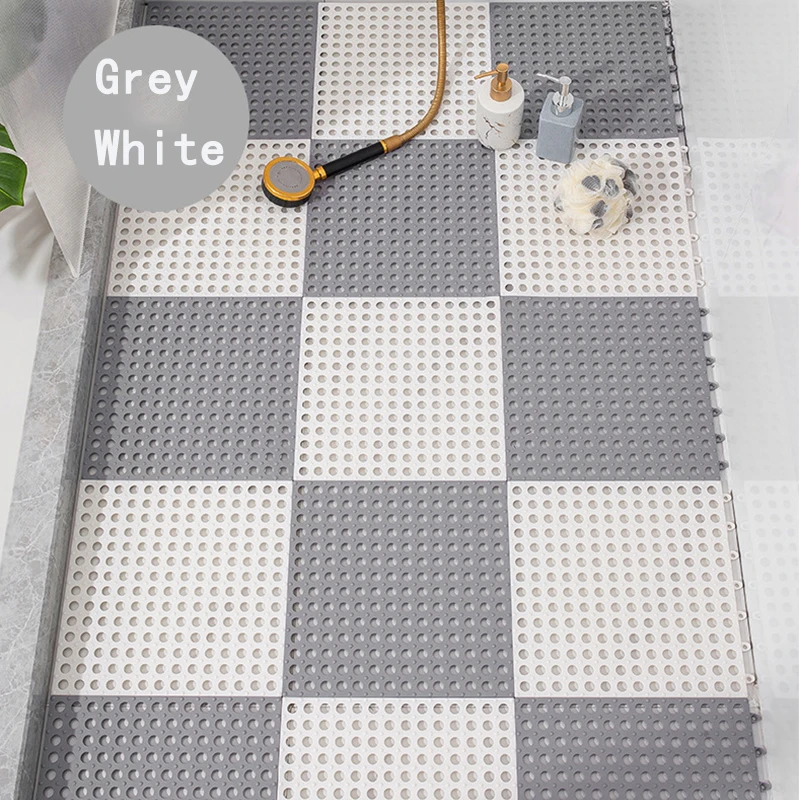 Thickened 30x30cm Bathroom Non-slip Mat Household Bathroom Splicing Patchwork Grounding Mat Feet Mats BathShower Waterproof Mats: PURPLE / 400MMx1200MM
