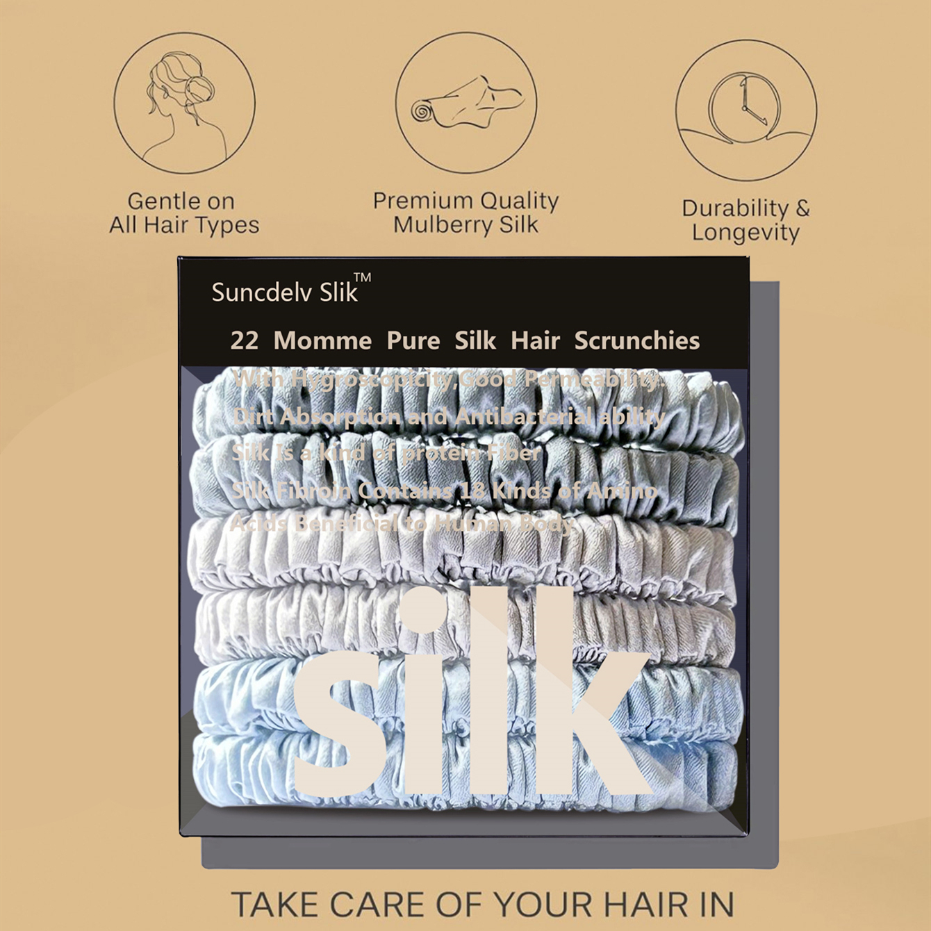 100% pura morera 6A seda pelo Scrunchie diademas hechas a mano mujeres niña accesorios para el cabello Color puro Natural HairTies caja 6 uds