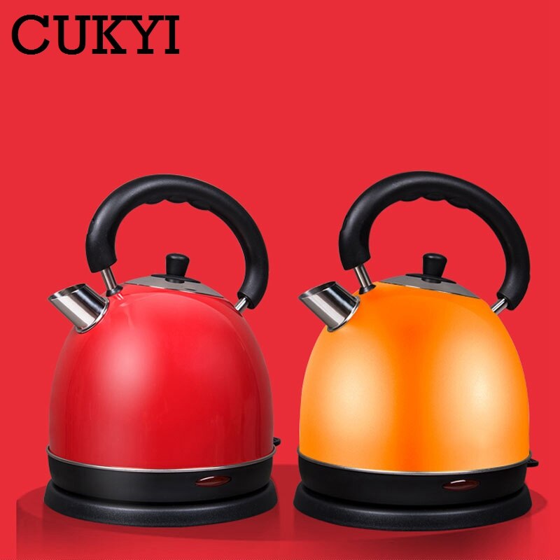 CUKYI acier inoxydable 1800 W bouilloire électrique ménage 2L sécurité Auto-Off fonction chauffage rapide, or rouge 220 V EU US plug